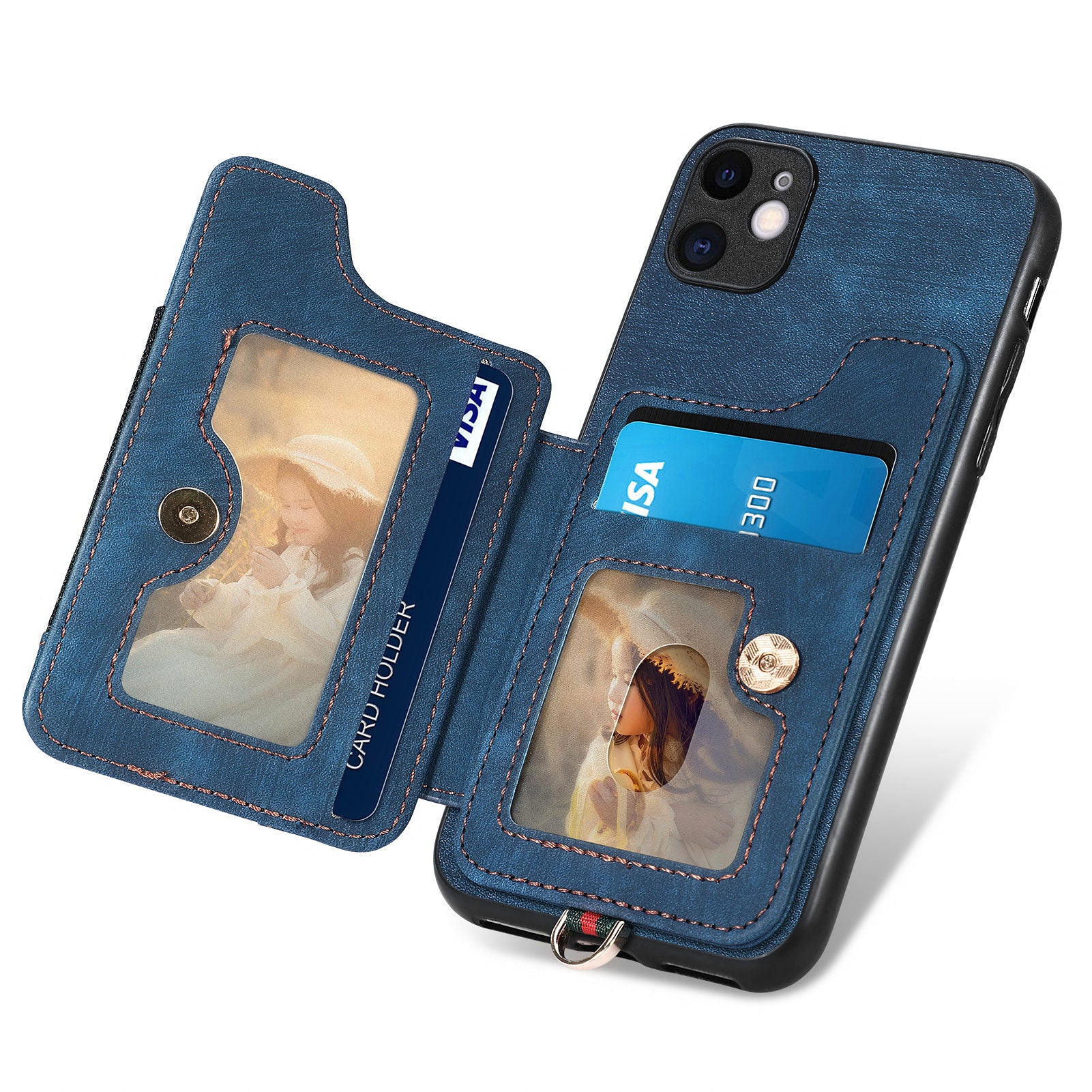 For iPhone 11 Card Holder RFID Blocking Phone Case PU Leather Coated PC+TPU Kickstand Cover For iPhone 11 Card Holder RFID Blocking Phone Case PU Leather Coated PC+TPU Kickstand Cover